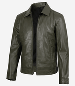 Men’s Classic Shirt Collar Style Leather Jacket