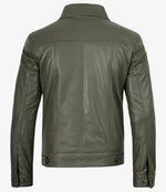 Men’s Classic Shirt Collar Style Leather Jacket