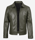 Men’s Classic Shirt Collar Style Leather Jacket