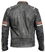 Classic Men's Retro Vintage Distressed Leather Café Racer Jacket