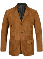 Brown suede jacket on a white background