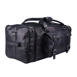 Black Leather Travel Duffle Bag – Full-Grain Weekender Holdall